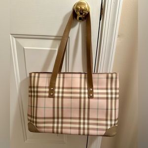 Burberry pink nova check shoulder tote bag